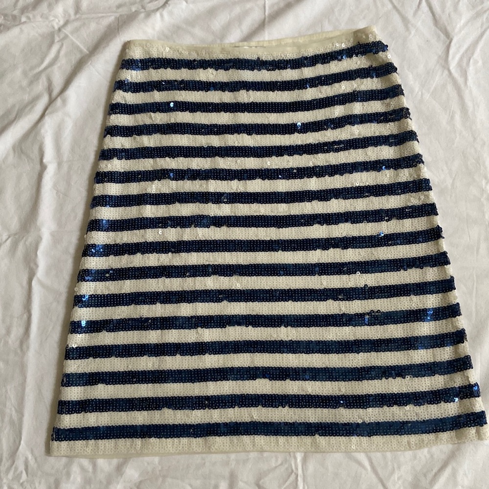 Skirt with blue and white paillettes or sequins.